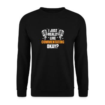 Funny Sports Ansager - Unisex Pullover - Schwarz - Vorne - Alina (178cm) & Michal (187cm)