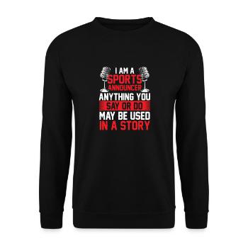 Funny Sports Ansager - Unisex Pullover - Schwarz - Vorne - Alina (178cm) & Michal (187cm)