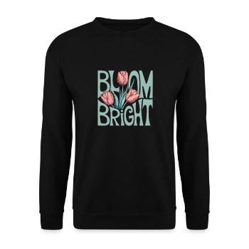 Bloom Bright Tulpen Illustration Frühlingshaftes - Unisex Pullover - Schwarz - Vorne - Alina (178cm) & Michal (187cm)