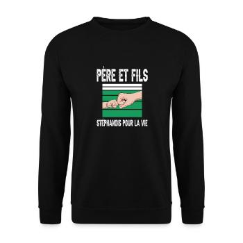 père et fils supporter stéphanois saint étienne - Sweat-shirt Unisexe - noir - Devant - Alina (178cm) & Michal (187cm)