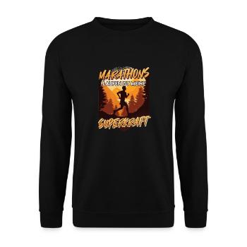 Läufer MARATHONS LAUFEN IST MEINE SUPERKRAFT - Unisex Pullover - Schwarz - Vorne - Alina (178cm) & Michal (187cm)