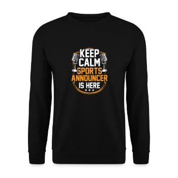 Funny Sports Ansager - Unisex Pullover - Schwarz - Vorne - Alina (178cm) & Michal (187cm)