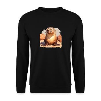 Sea Lions Sea Lion - Unisex Sweatshirt - black - Front - Alina (178cm) & Michal (187cm)