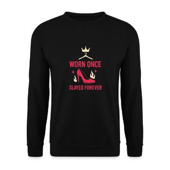 Öko-sparsamkeitsleben Vintage Reseller - Unisex Pullover - Schwarz - Vorne - Alina (178cm) & Michal (187cm)