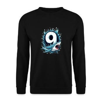 Hai Kindergeburtstag Nummer Neun Abenteuer - Unisex Pullover - Schwarz - Vorne - Alina (178cm) & Michal (187cm)