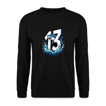 Hai Kinder Geburtstag Nummer 13 - Unisex Pullover - Schwarz - Vorne - Alina (178cm) & Michal (187cm)