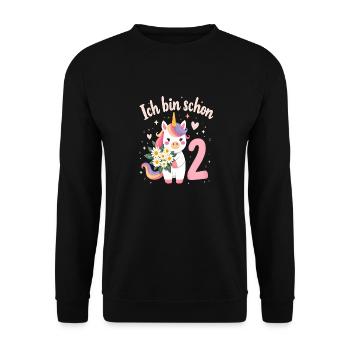 Licorne mignonne 2e anniversaire pour les filles - Sweat-shirt Unisexe - noir - Devant - Alina (178cm) & Michal (187cm)