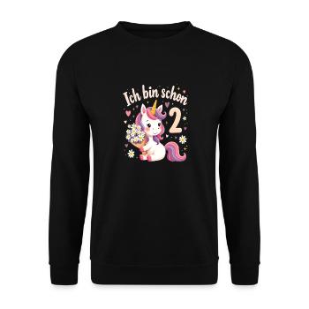 Licorne mignonne 2e anniversaire pour les filles - Sweat-shirt Unisexe - noir - Devant - Alina (178cm) & Michal (187cm)