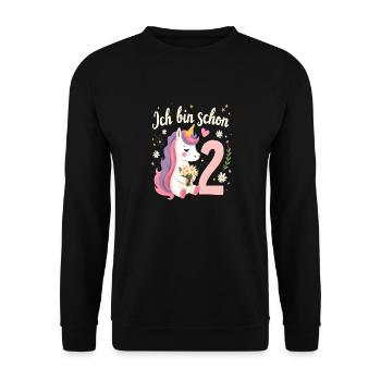 Licorne mignonne 2e anniversaire pour les filles - Sweat-shirt Unisexe - noir - Devant - Alina (178cm) & Michal (187cm)