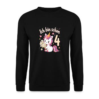 Licorne mignonne 4e anniversaire pour les filles - Sweat-shirt Unisexe - noir - Devant - Alina (178cm) & Michal (187cm)