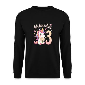 Licorne mignonne 3ème anniversaire pour les filles - Sweat-shirt Unisexe - noir - Devant - Alina (178cm) & Michal (187cm)