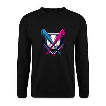 Baseball Leidenschaft Neon Stil - Unisex Pullover - Schwarz - Vorne - Alina (178cm) & Michal (187cm)