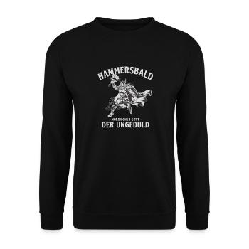 Hammersbald – Nordischer Gott der Ungeduld - Unisex Pullover - Schwarz - Vorne - Alina (178cm) & Michal (187cm)