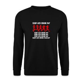 Läufer SIND WIR BALD DA? Laufen Lustiges - Unisex Pullover - Schwarz - Vorne - Alina (178cm) & Michal (187cm)