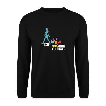 Me & My Followers – Cat Humor Design - Unisex Sweatshirt - black - Front - Alina (178cm) & Michal (187cm)