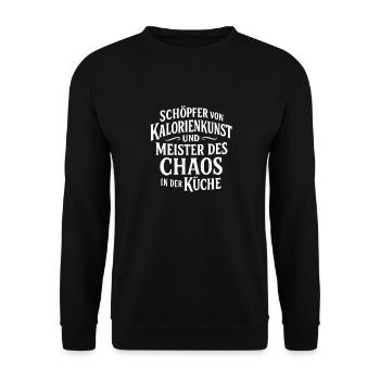 Schöpfer von Kalorienkunst und Meister - Unisex Pullover - Schwarz - Vorne - Alina (178cm) & Michal (187cm)
