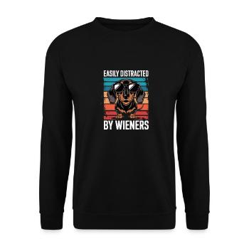 Facilement distrait par les saucisses fumées pour chien style vintage - Sweat-shirt Unisexe - noir - Devant - Alina (178cm) & Michal (187cm)