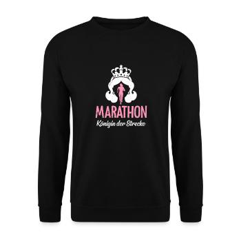 MARATHON KÖNIGIN DER STRECKE Läuferin Lustiges - Unisex Pullover - Schwarz - Vorne - Alina (178cm) & Michal (187cm)