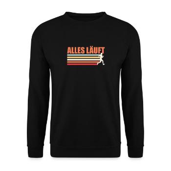Läufer ALLES LÄUFT Laufen Marathon Lustiges - Unisex Pullover - Schwarz - Vorne - Alina (178cm) & Michal (187cm)