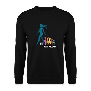 Me & My Followers – Cat Humor Design - Unisex Sweatshirt - black - Front - Alina (178cm) & Michal (187cm)