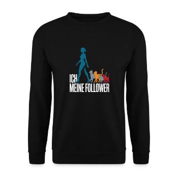 Me & My Followers – Cat Humor Design - Unisex Sweatshirt - black - Front - Alina (178cm) & Michal (187cm)