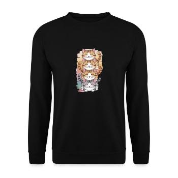 Niedliche Katzen Stapel Cartoon Illustration - Unisex Pullover - Schwarz - Vorne - Alina (178cm) & Michal (187cm)