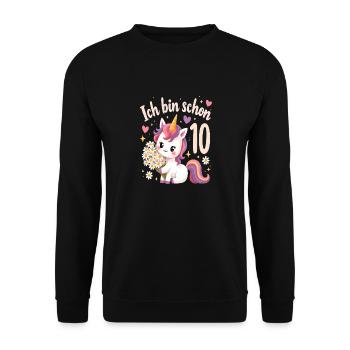 Licorne mignonne 10e anniversaire pour les filles - Sweat-shirt Unisexe - noir - Devant - Alina (178cm) & Michal (187cm)