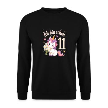 Licorne mignonne 11e anniversaire pour les filles - Sweat-shirt Unisexe - noir - Devant - Alina (178cm) & Michal (187cm)