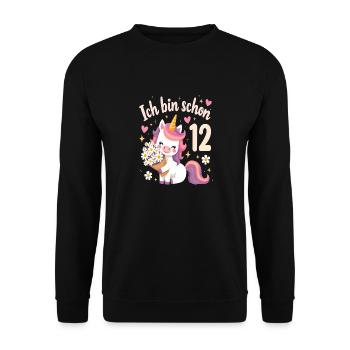 Cute Unicorn 12th Birthday for Girls - Unisex Sweatshirt - black - Front - Alina (178cm) & Michal (187cm)