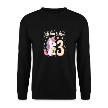 Licorne mignonne 3ème anniversaire pour les filles - Sweat-shirt Unisexe - noir - Devant - Alina (178cm) & Michal (187cm)