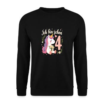 Licorne mignonne 4e anniversaire pour les filles - Sweat-shirt Unisexe - noir - Devant - Alina (178cm) & Michal (187cm)