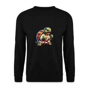 Kampfschildkröte Karate Meister - Unisex Pullover - Schwarz - Vorne - Alina (178cm) & Michal (187cm)