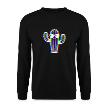 Glitch Cactus – Party & Fun Style - Unisex Sweatshirt - black - Front - Alina (178cm) & Michal (187cm)