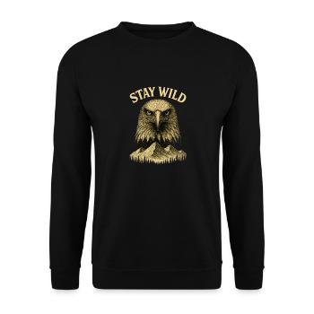 Bleib wild - Majestätischer Adler - Unisex Pullover - Schwarz - Vorne - Alina (178cm) & Michal (187cm)