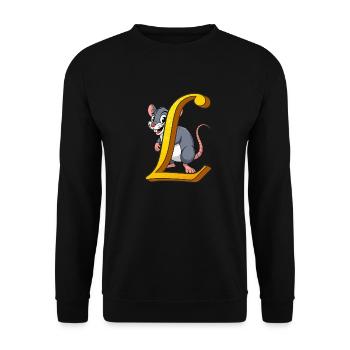 BUCHSTABE L - Unisex Pullover - Schwarz - Vorne - Alina (178cm) & Michal (187cm)