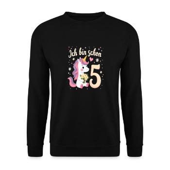 Licorne mignonne 5e anniversaire pour les filles - Sweat-shirt Unisexe - noir - Devant - Alina (178cm) & Michal (187cm)