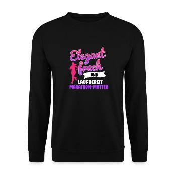 Mama ELEGANT FRECH UND LAUFBEREIT MUTTER Lustig - Unisex Pullover - Schwarz - Vorne - Alina (178cm) & Michal (187cm)