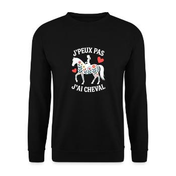 J'Peux Pas J'ai Cheval Monitrice D'équitation - Sweat-shirt Unisexe - noir - Devant - Alina (178cm) & Michal (187cm)