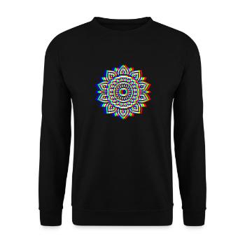 Glitch Mandala – Spirit Design - Unisex Pullover - Schwarz - Vorne - Alina (178cm) & Michal (187cm)