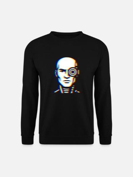 Glitch Cyber Head – Futuristik - Unisex Pullover - Schwarz