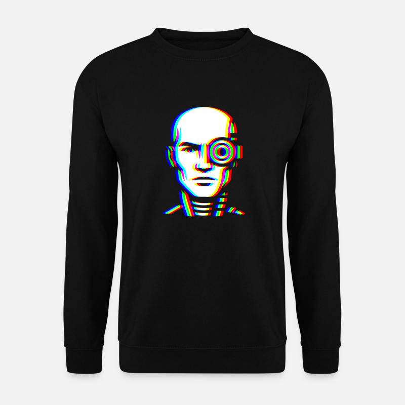 Glitch Cyber Head – Futuristic - Unisex Sweatshirt - black