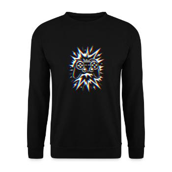 Glitch Controller – Gaming Explosion - Unisex Pullover - Schwarz - Vorne - Alina (178cm) & Michal (187cm)