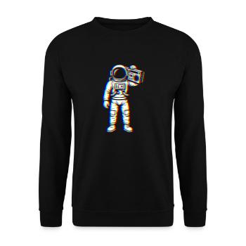 Glitch Astronaut - Beats im All - Unisex Pullover - Schwarz - Vorne - Alina (178cm) & Michal (187cm)