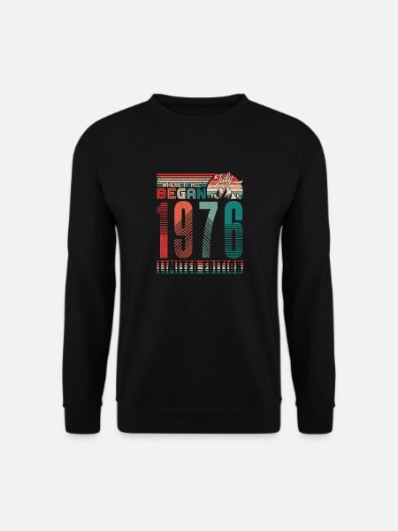 Geburtstag 1976 Jahrgang Juli Retro Geschenk - Unisex Pullover - Schwarz