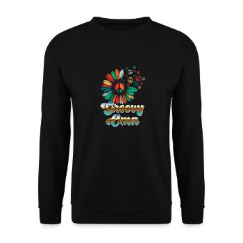 Flower Power GROOVY OMA Hippie Lustiges - Unisex Pullover - Schwarz - Vorne - Alina (178cm) & Michal (187cm)