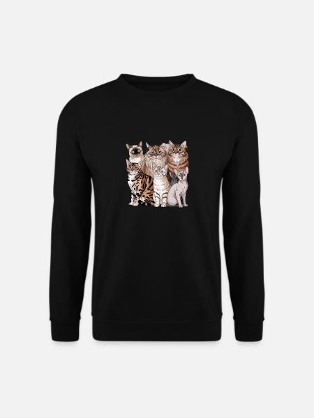 Verschiedene Katzenrassen Illustration - Unisex Pullover - Schwarz