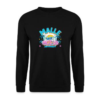 Malle Party Modus Aktiviert Mallorca Gruppen Shirt - Unisex Pullover - Schwarz - Vorne - Alina (178cm) & Michal (187cm)