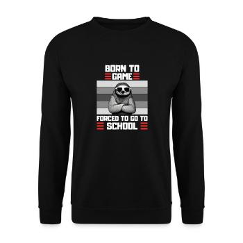 Gaming Faultier Schul Spruch Zocker - Unisex Pullover - Schwarz - Vorne - Alina (178cm) & Michal (187cm)