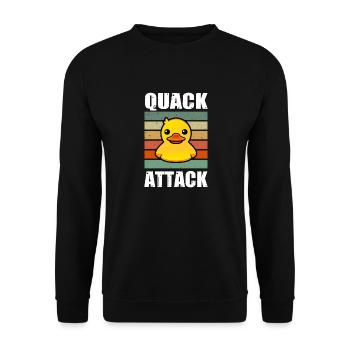 Quack Attack Gelbe Gummiente Quietscheente - Unisex Pullover - Schwarz - Vorne - Alina (178cm) & Michal (187cm)