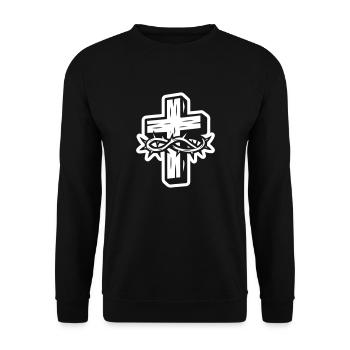 Kreuz Dornenkrone Symbol - Unisex Pullover - Schwarz - Vorne - Alina (178cm) & Michal (187cm)